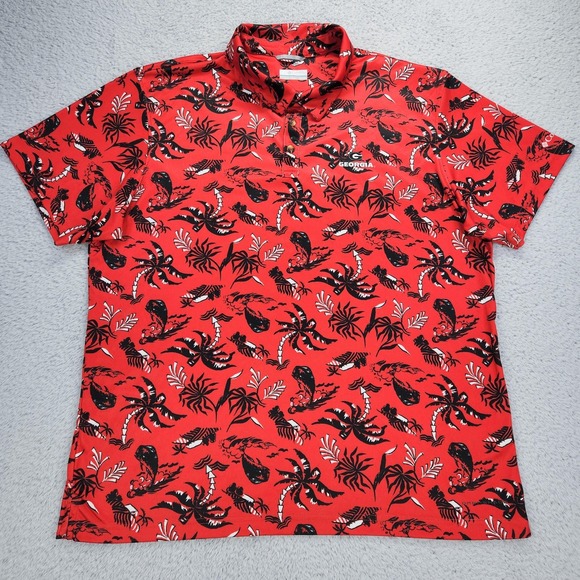 Columbia Other - Georgia Bulldogs Shirt Mens XL Red NCAA Football Columbia PFG Tropical Print